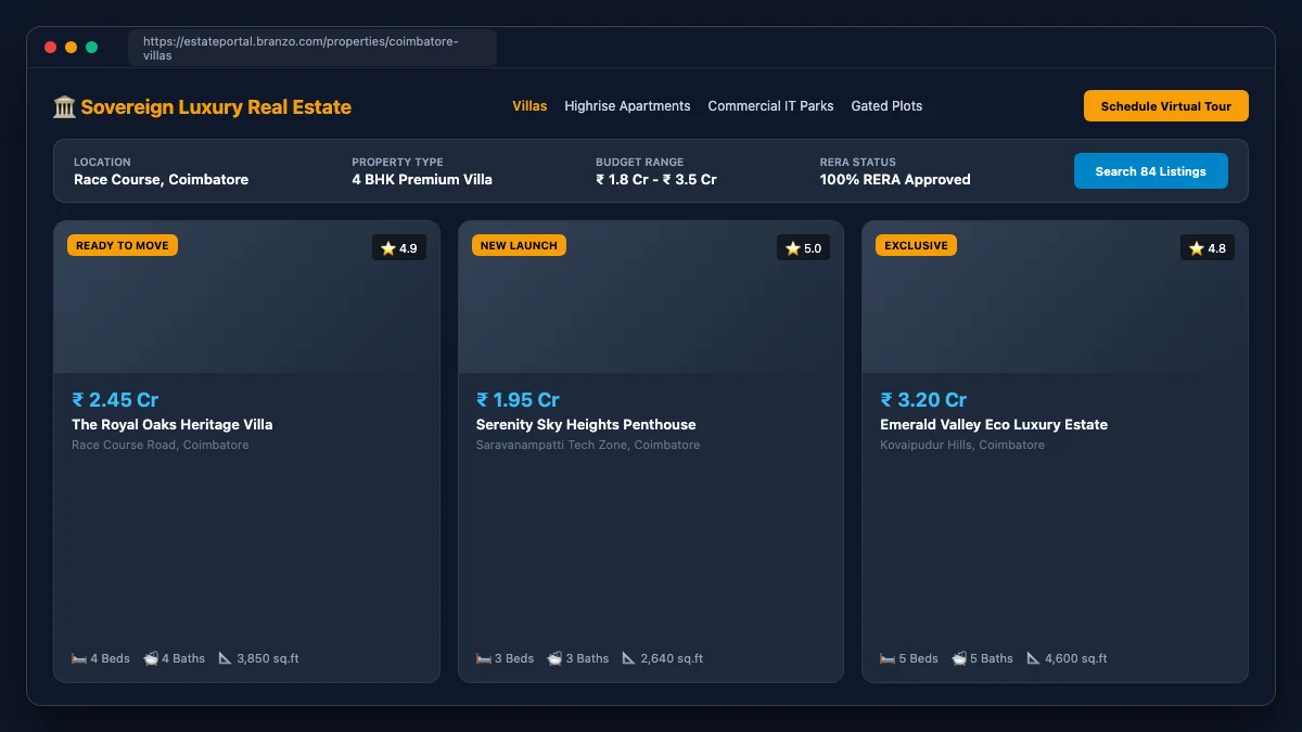 Real estate property developer showcase portal