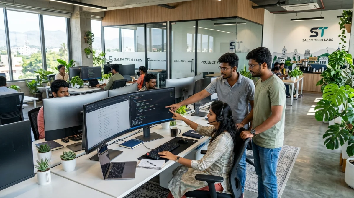 Engineering team developing modern software